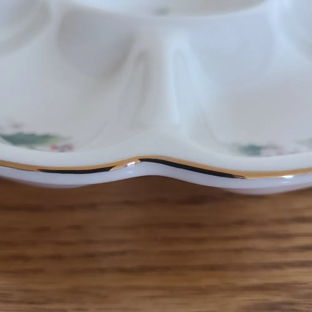 Vintage Royal Limited Holly Holiday Five Part Relish Appetizer Tray Christmas